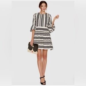 Alice + Olivia Black and White Striped Mini Dress